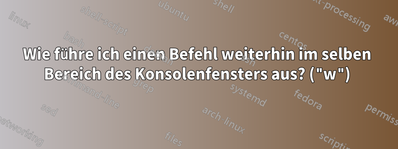 Wie führe ich einen Befehl weiterhin im selben Bereich des Konsolenfensters aus? ("w")