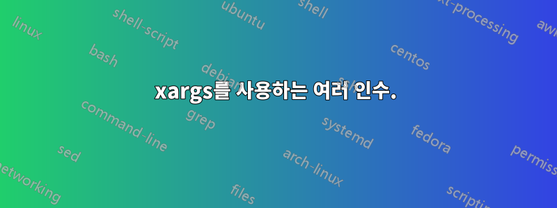 xargs를 사용하는 여러 인수.