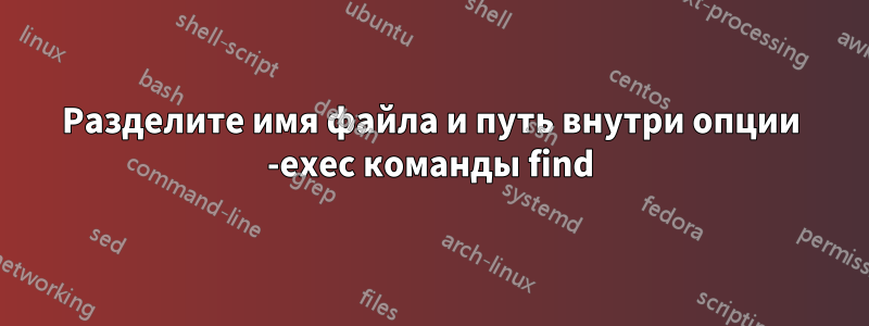 Разделите имя файла и путь внутри опции -exec команды find