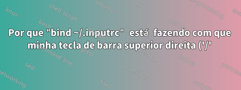 Por que "bind ~/.inputrc" está fazendo com que minha tecla de barra superior direita ('/') seja desativada até eu fazer login novamente?
