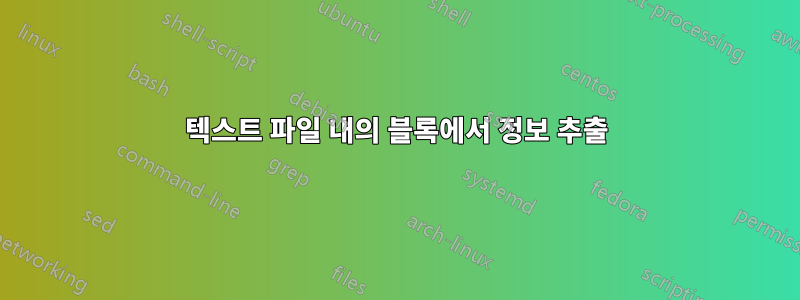 텍스트 파일 내의 블록에서 정보 추출