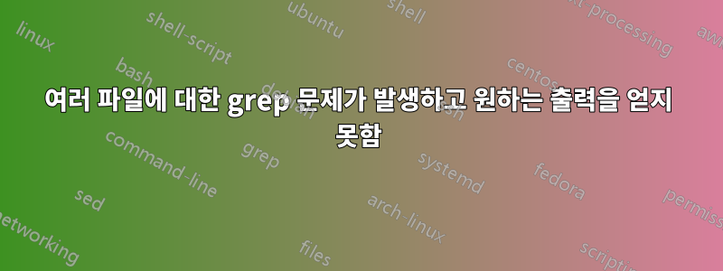 여러 파일에 대한 grep 문제가 발생하고 원하는 출력을 얻지 못함