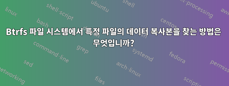 Btrfs 파일 시스템에서 특정 파일의 데이터 복사본을 찾는 방법은 무엇입니까?