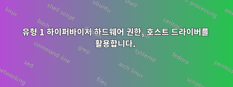 유형 1 하이퍼바이저 하드웨어 권한, 호스트 드라이버를 활용합니다.