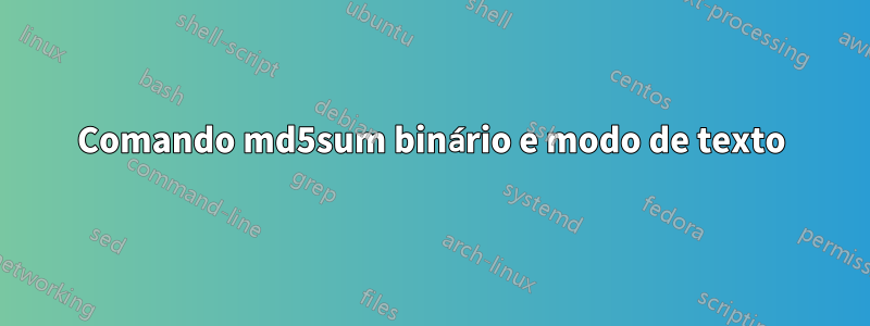 Comando md5sum binário e modo de texto