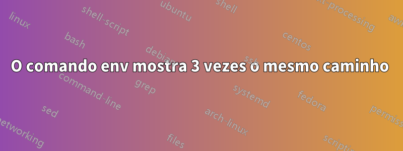 O comando env mostra 3 vezes o mesmo caminho