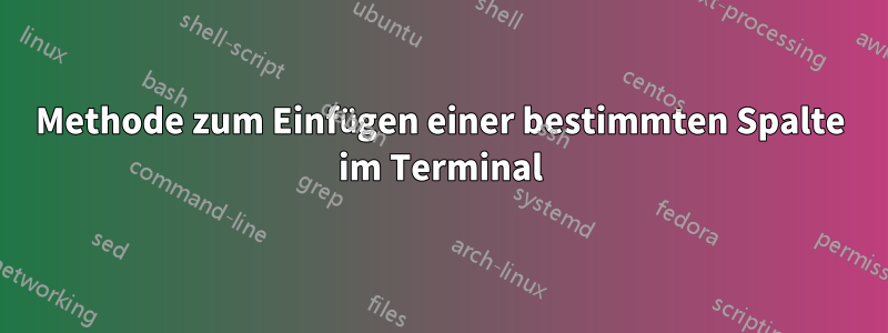 Methode zum Einfügen einer bestimmten Spalte im Terminal