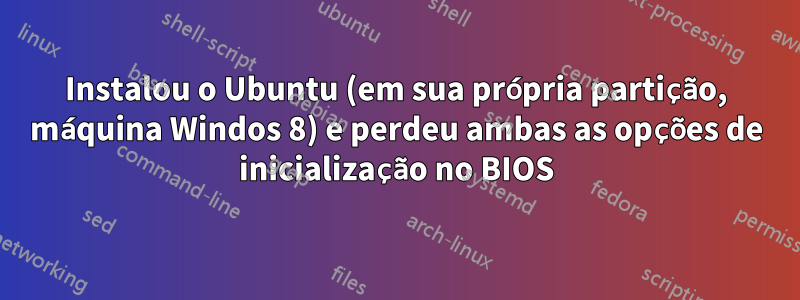 Instalou o Ubuntu (em sua própria partição, máquina Windos 8) e perdeu ambas as opções de inicialização no BIOS