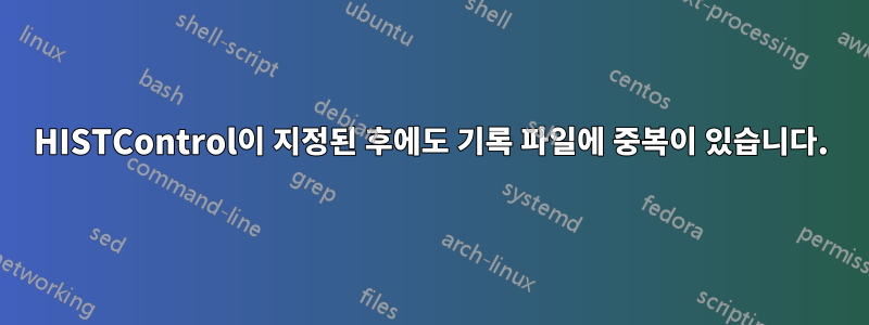 HISTControl이 지정된 후에도 기록 파일에 중복이 있습니다.