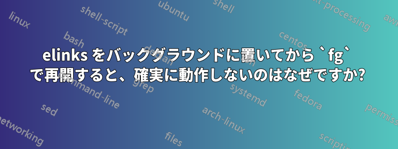 elinks をバックグラウンドに置いてから `fg` で再開すると、確実に動作しないのはなぜですか?