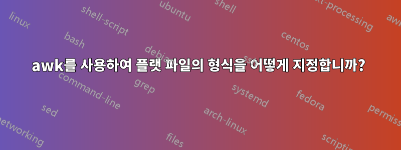 awk를 사용하여 플랫 파일의 형식을 어떻게 지정합니까?