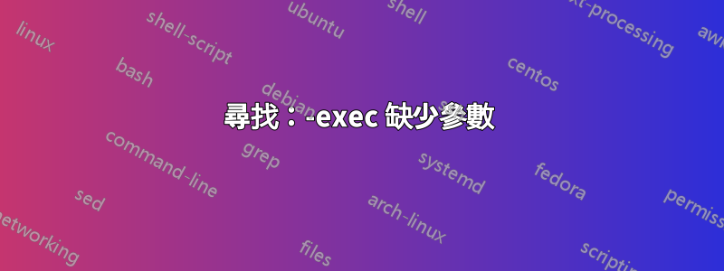 尋找：-exec 缺少參數