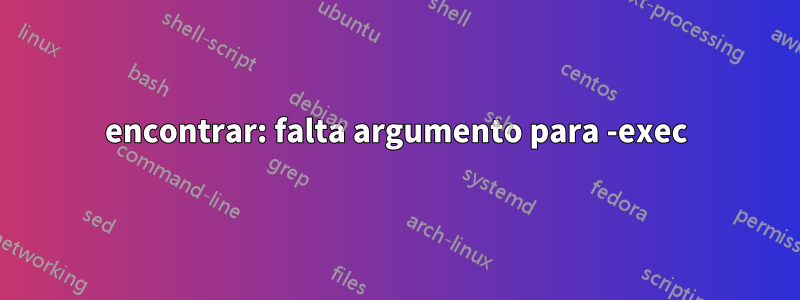 encontrar: falta argumento para -exec