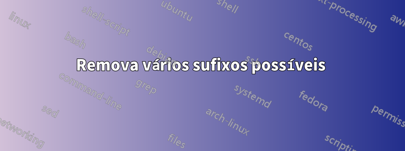 Remova vários sufixos possíveis