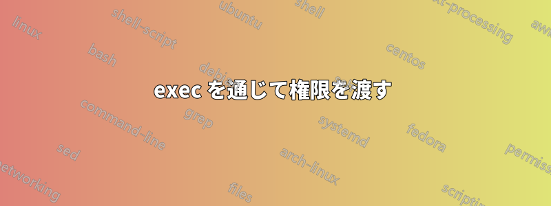 exec を通じて権限を渡す