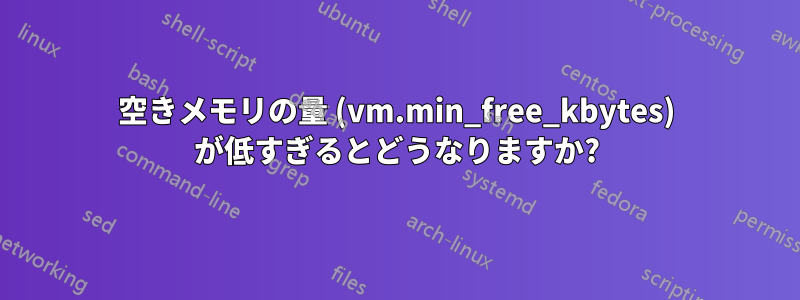 空きメモリの量 (vm.min_free_kbytes) が低すぎるとどうなりますか?