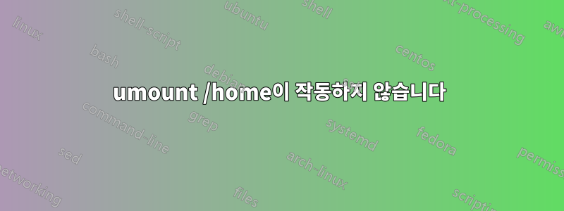 umount /home이 작동하지 않습니다