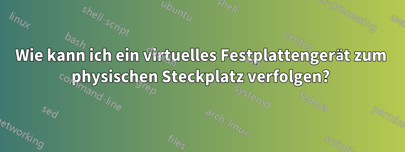 Wie kann ich ein virtuelles Festplattengerät zum physischen Steckplatz verfolgen?