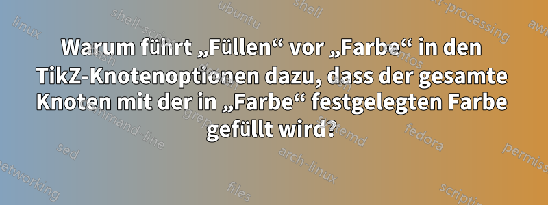 Warum führt „Füllen“ vor „Farbe“ in den TikZ-Knotenoptionen dazu, dass der gesamte Knoten mit der in „Farbe“ festgelegten Farbe gefüllt wird?