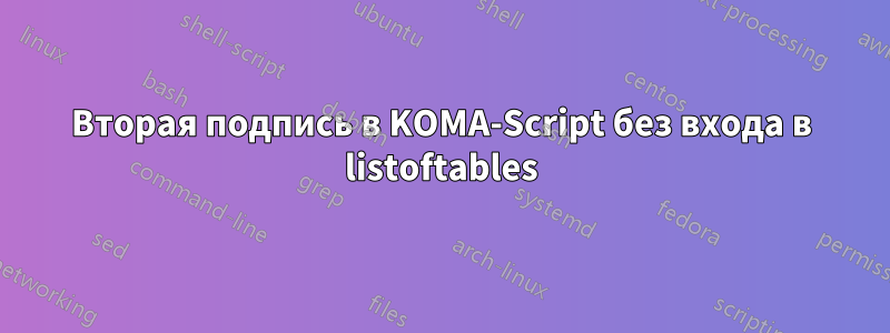 Вторая подпись в KOMA-Script без входа в listoftables