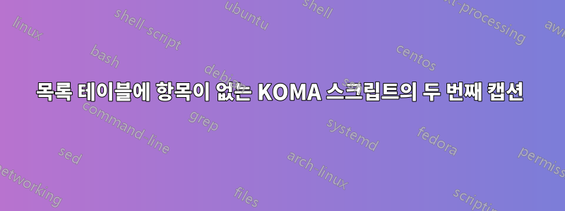 목록 테이블에 항목이 없는 KOMA 스크립트의 두 번째 캡션