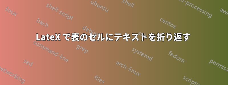 LateX で表のセルにテキストを折り返す