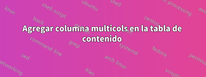Agregar columna multicols en la tabla de contenido