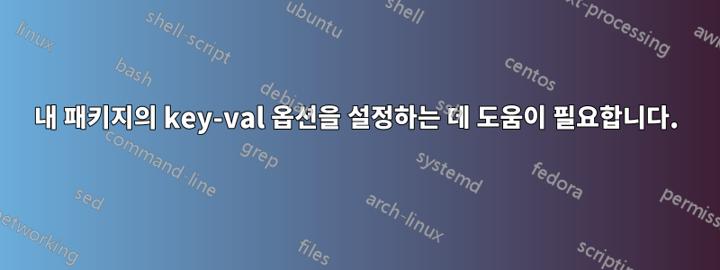 내 패키지의 key-val 옵션을 설정하는 데 도움이 필요합니다.