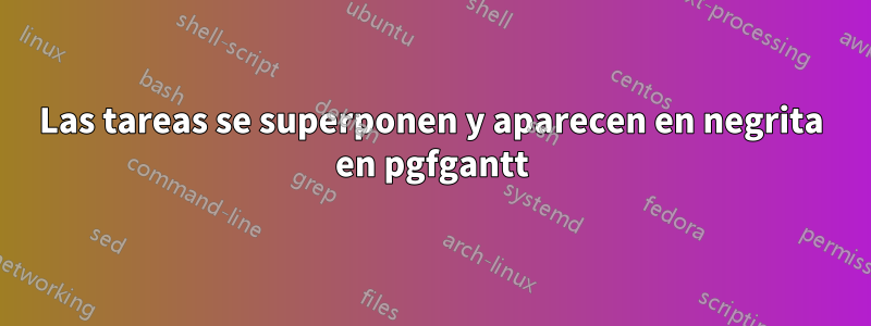 Las tareas se superponen y aparecen en negrita en pgfgantt