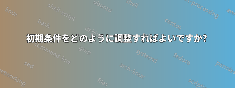 初期条件をどのように調整すればよいですか?