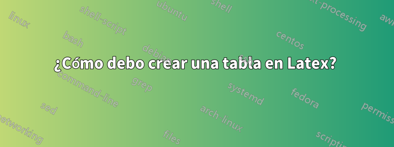 ¿Cómo debo crear una tabla en Latex?