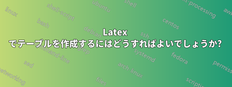 Latex でテーブルを作成するにはどうすればよいでしょうか?