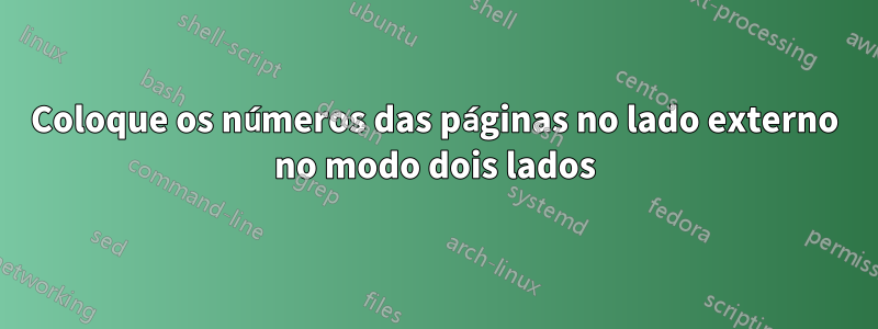 Coloque os números das páginas no lado externo no modo dois lados