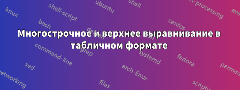 Многострочное и верхнее выравнивание в табличном формате