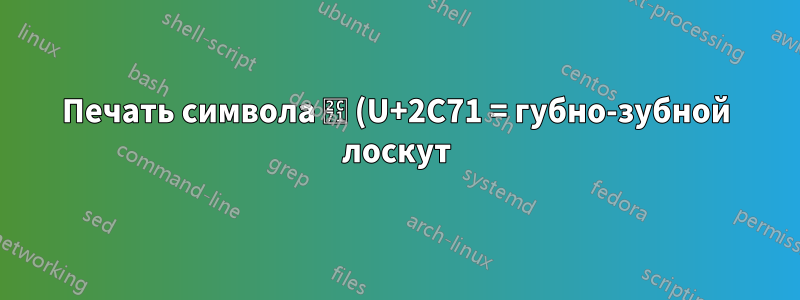 Печать символа ⱱ (U+2C71 = губно-зубной лоскут)