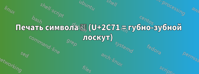 Печать символа ⱱ (U+2C71 = губно-зубной лоскут) 