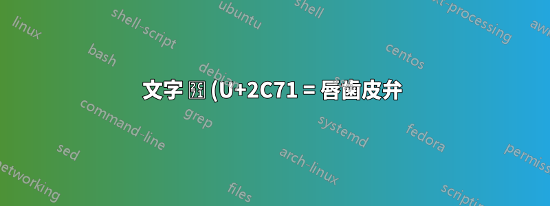 文字 ⱱ (U+2C71 = 唇歯皮弁) の印刷