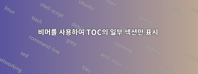 비머를 사용하여 TOC의 일부 섹션만 표시