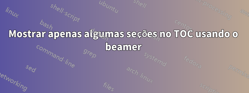 Mostrar apenas algumas seções no TOC usando o beamer