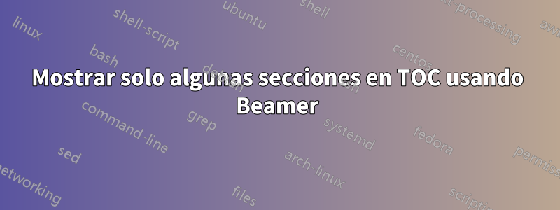 Mostrar solo algunas secciones en TOC usando Beamer