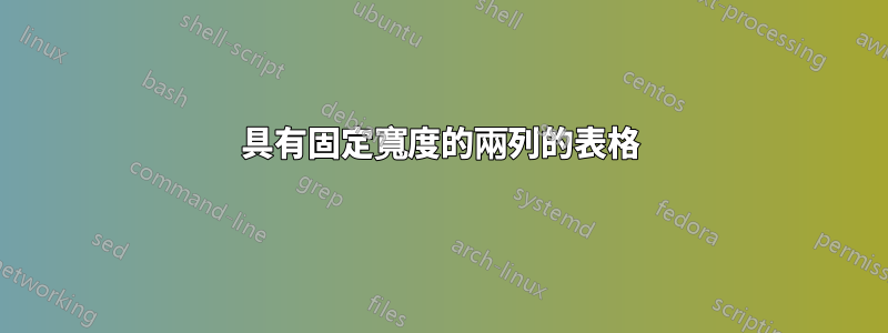 具有固定寬度的兩列的表格