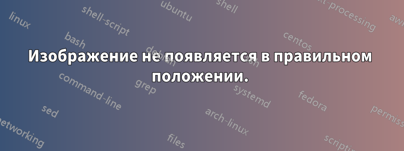 Изображение не появляется в правильном положении.