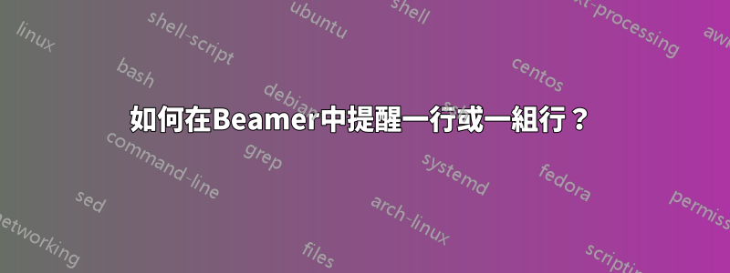 如何在Beamer中提醒一行或一組行？