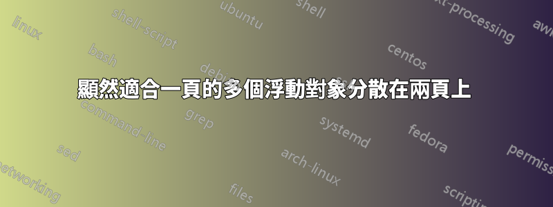 顯然適合一頁的多個浮動對象分散在兩頁上