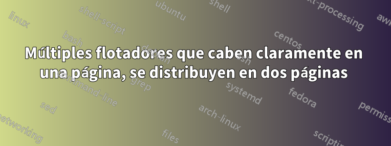 Múltiples flotadores que caben claramente en una página, se distribuyen en dos páginas