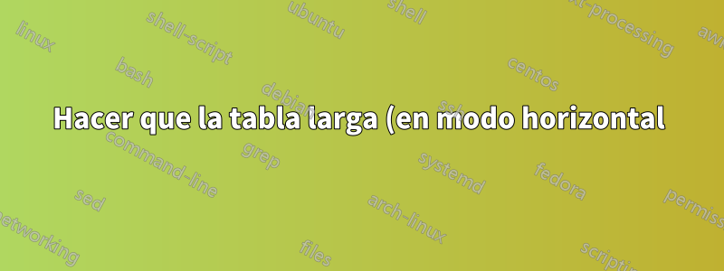 Hacer que la tabla larga (en modo horizontal) sea más ancha que el ancho del texto
