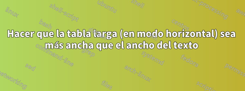 Hacer que la tabla larga (en modo horizontal) sea más ancha que el ancho del texto