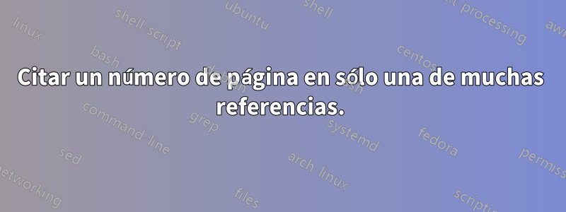 Citar un número de página en sólo una de muchas referencias.