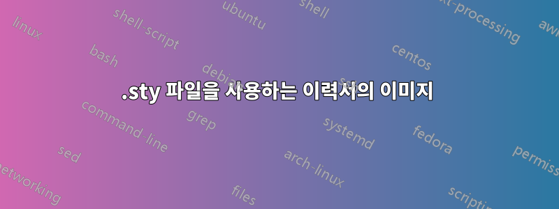 .sty 파일을 사용하는 이력서의 이미지