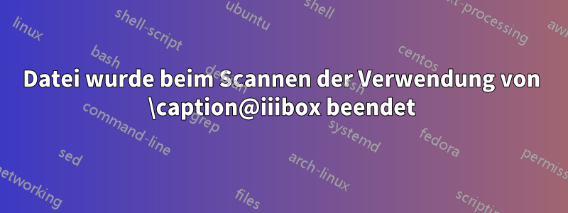 Datei wurde beim Scannen der Verwendung von \caption@iiibox beendet